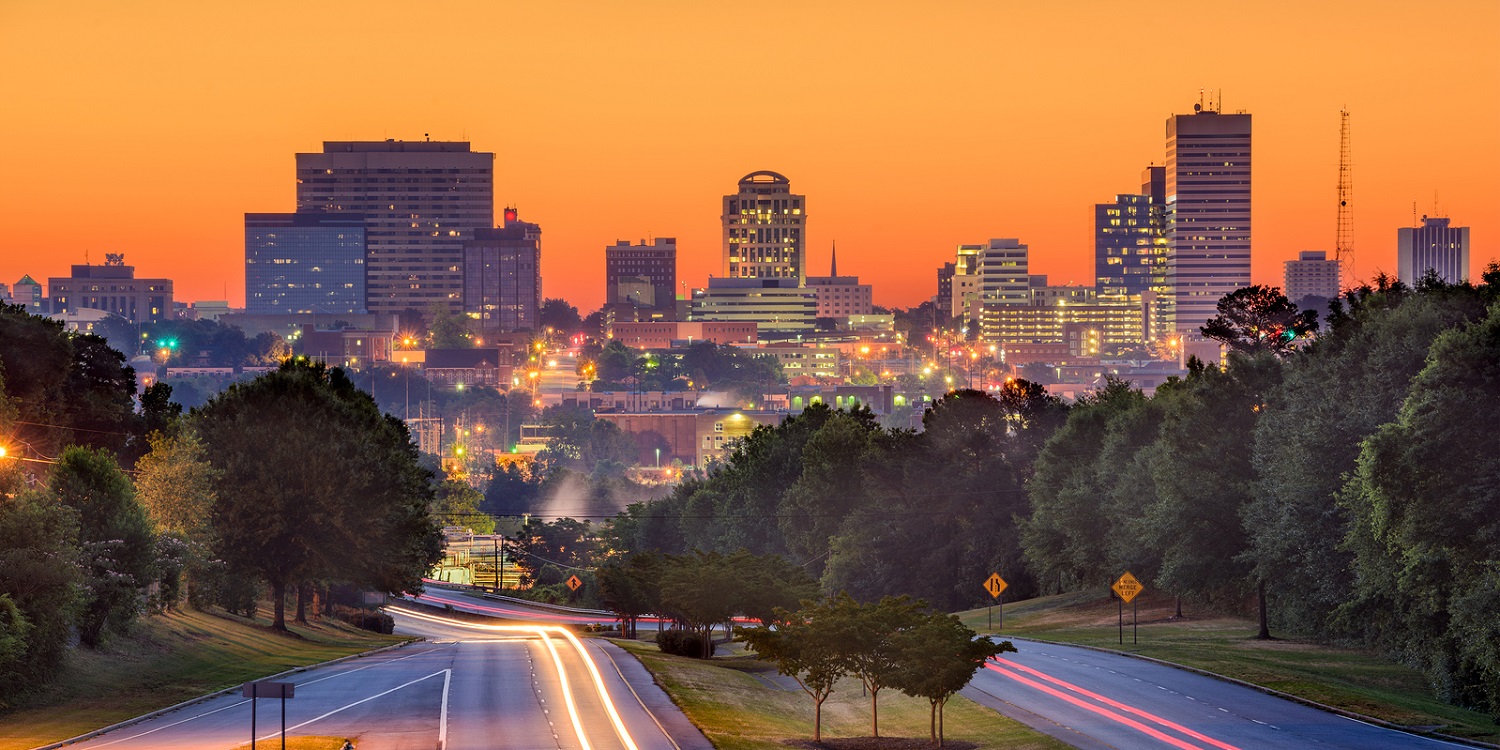 Skyline of downtown Columbia, South Carolina from above Jarvis Klapman Blvd.