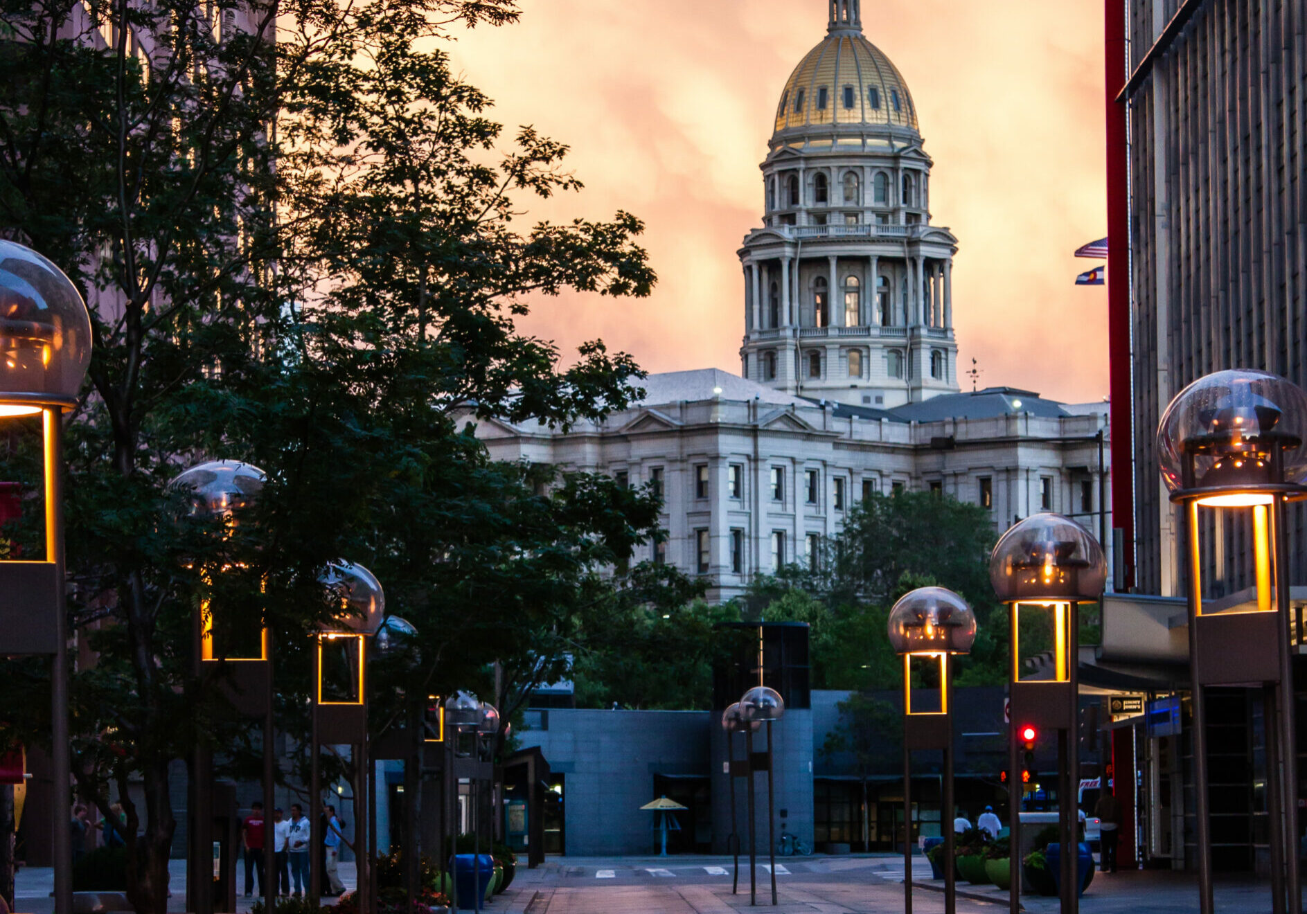 Denver 16th St and Colorado State Capital building